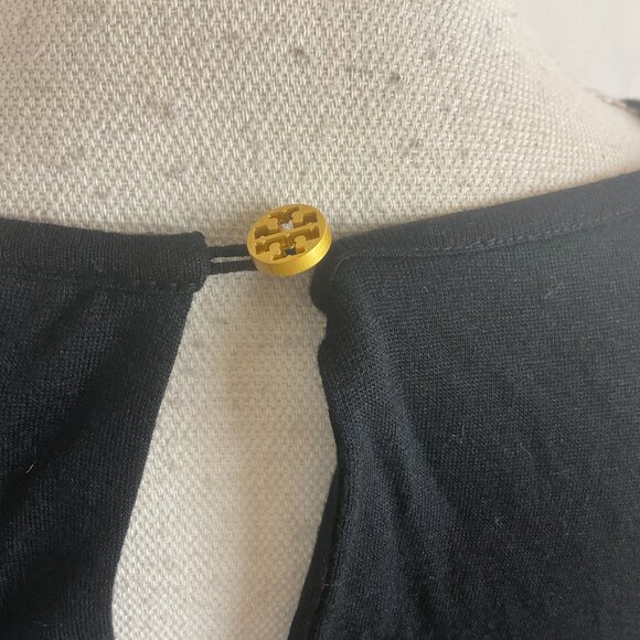 Tory Burch Top S Black Long Lace Sleeve Cream Cuffs Keyhole Back Detail - Picture 11 of 12